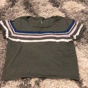 Green pacsun t-shirt with stripes, size medium.
